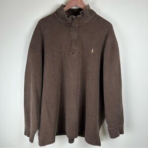 Vintage Polo Ralph Lauren Brown 1/4-Zip Men's Sweater sz 2XB Old Money Outdoors